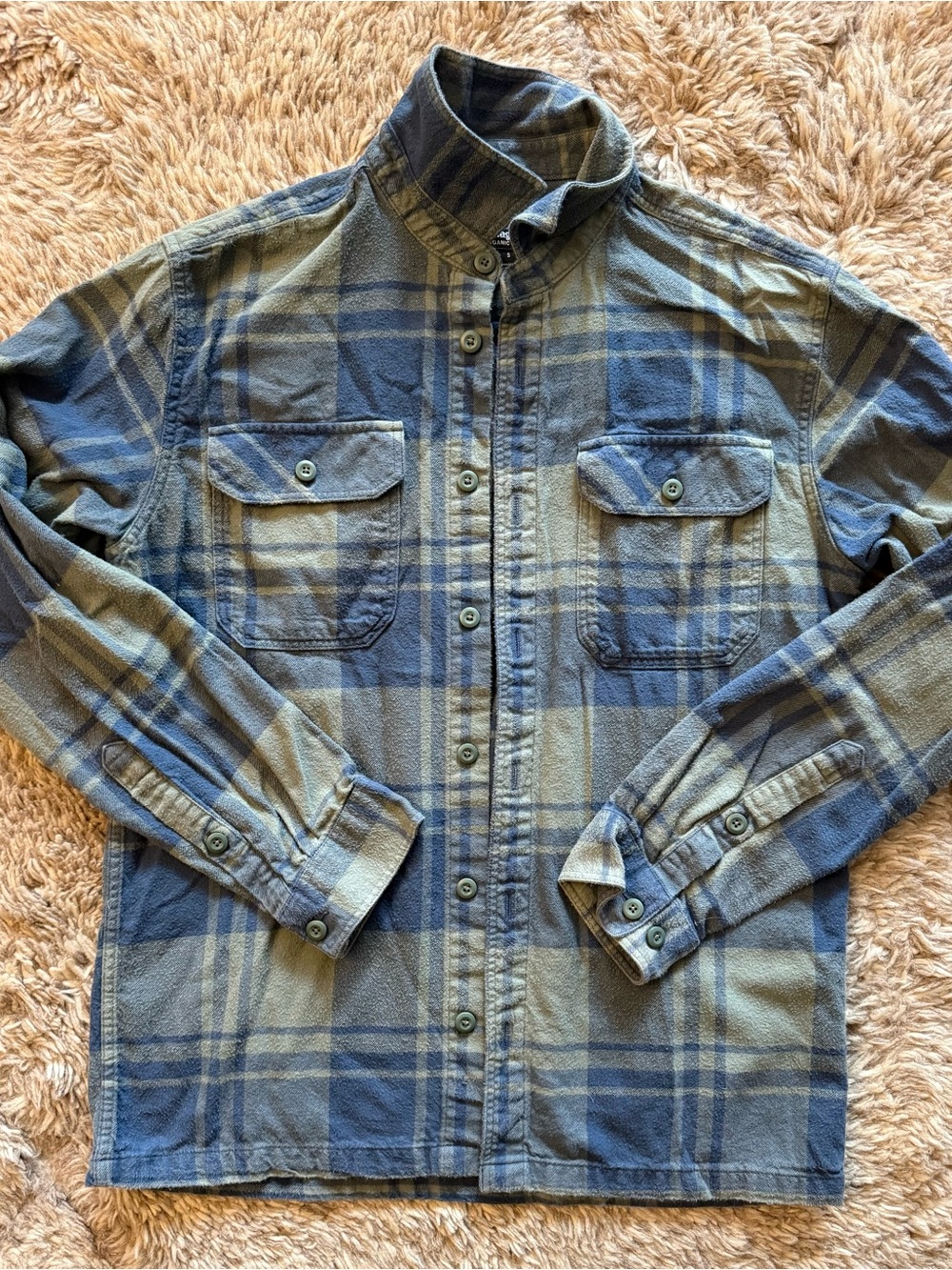 Men's Blue and Olive Plaid Patagonia flannel